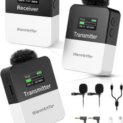 Wireless Lavalier Microphone System, UHF Dual Lavalier Mic Lapel Microphones164FT Transmissions Audio Monitor Recording Rechargeable for DSLR Camera i