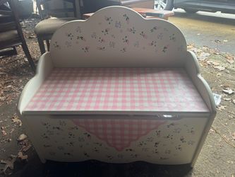 Kids Wooden Storage Bench with Floral Design