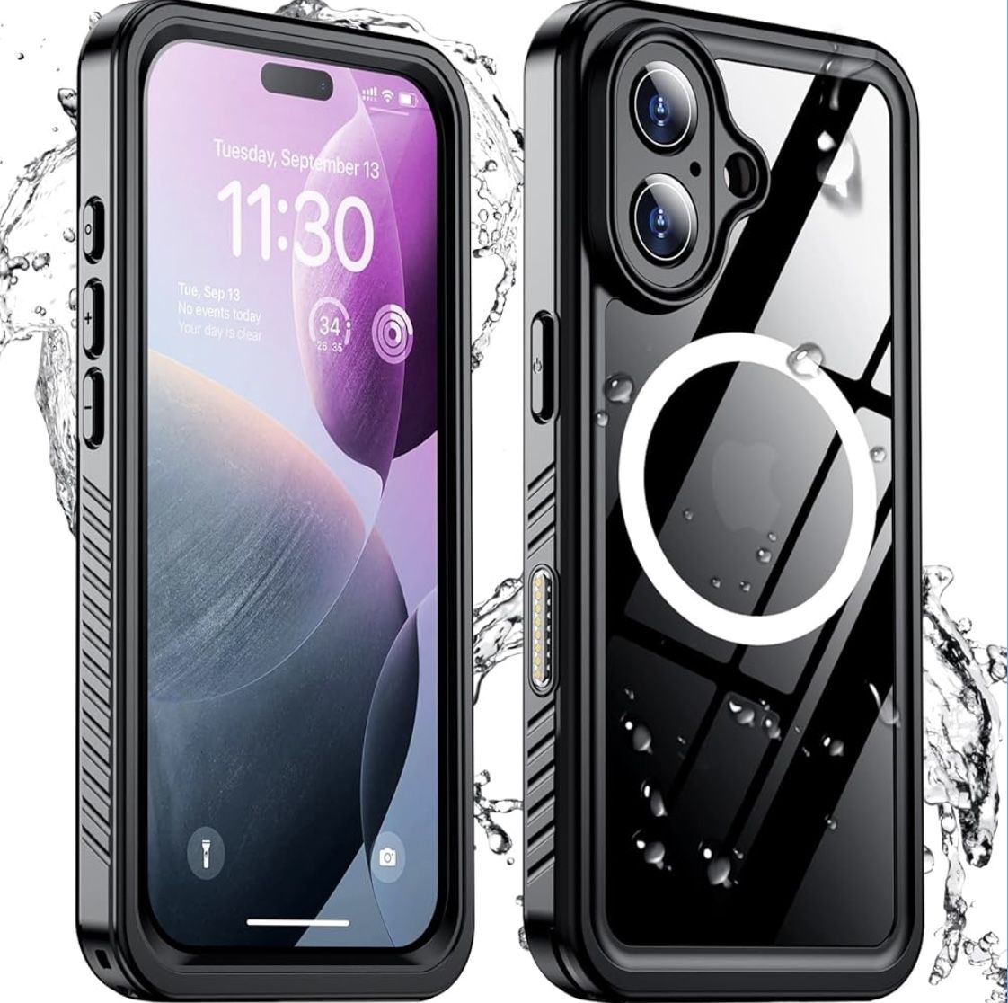 iPhone 16 Plus Case Waterproof,Built-in Screen Protector[IP68 Underwater]
