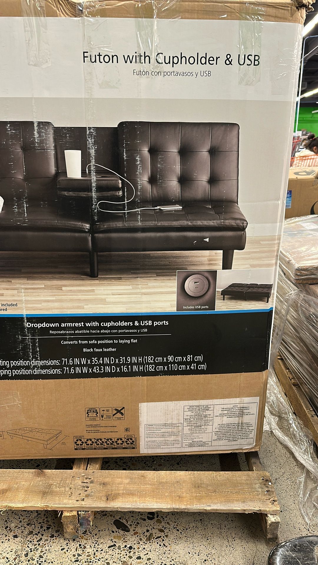 Mainstays futon w/ cup holders and USB port