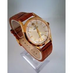Vintage Roamer Men's Leather Mechanical Silver & Brown Watch RARE