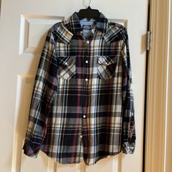 First Wave Multicolor Plaid Flannel Shirt – Size 16 – Like New