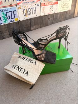 Bottega Veneta Black Mesh Lace-Up Heels EU 41 | New in Box | Dust Bag