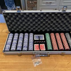 Poker Set Chips Dice Cards with Carrying Case