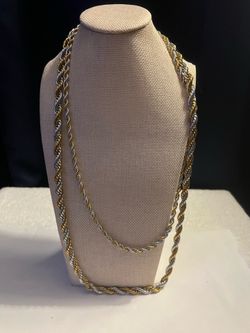 Brand new without tags • 2-Piece Two-Tone Rope Chain Set • Non-Tarnish