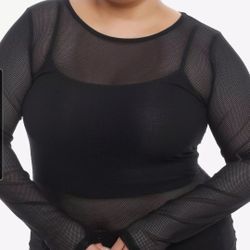 Social Collision Black Fishnet Mesh Girls Long-Sleeve Top