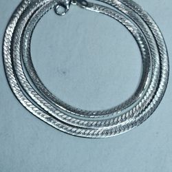925 Silver Herringbone Chain Necklace 24 Inch 4 MM 17 Grams