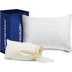 New Bed Neck Pillows for Sleeping - Bedding Shredded Memory Foam Firm Pillow - Support Side Sleeper Pillow - Adjustable Loft Washable Removable Coolin