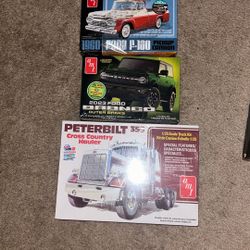 3 AMT Model Trucks W/ Magnifier And Paint Marker