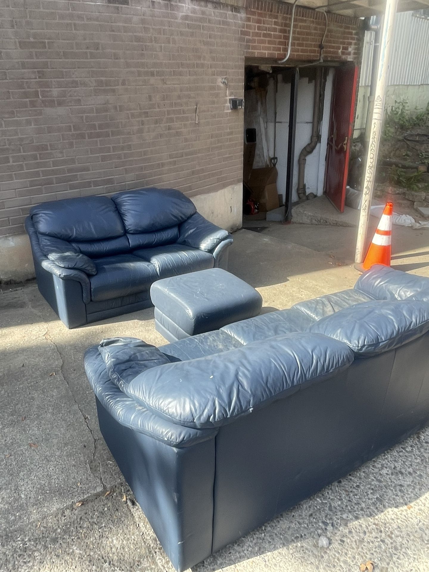 Malibu Blue Leather Sofa Set