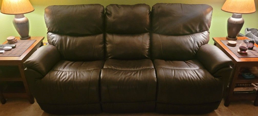 La-Z-Boy Trouper 85'' Leather Match Pillow Top Arm Reclining Sofa