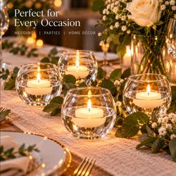 12PCS Clear Glass Round Votive Candle Holders – Tea Light Wedding Centerpieces