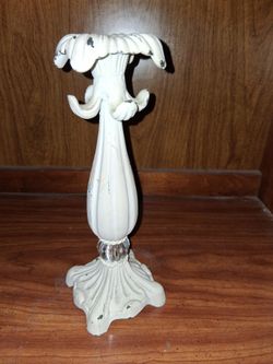White Distressed Cast Iron Candleholder