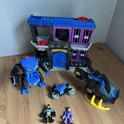 Fisher Price Imaginext Batman Gotham City Playset Helicopter Robot Motorcycle Figure LOT