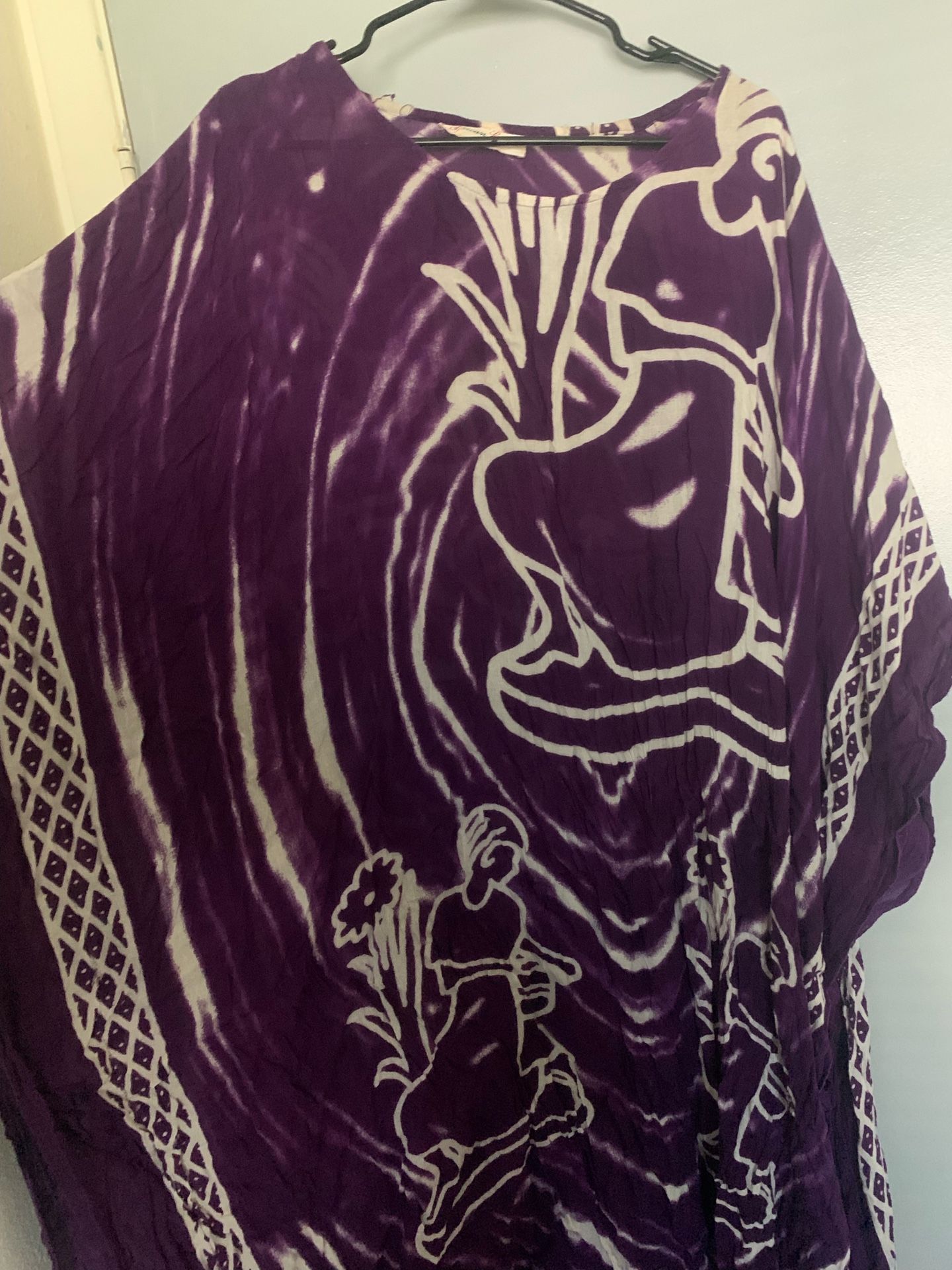 Vibrant Purple & White Kaftan Tunic 