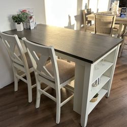5pc Dining Table W/ Shelf Space & Barstools 