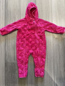 Pre-Owned REI Baby Toddler Girls Winter Lined Fleece One-Piece Onesie Pink Warm