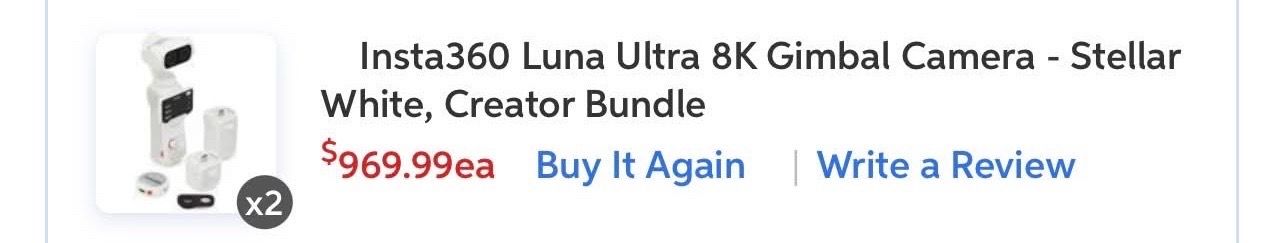 Insta360 Luna Ultra 8K Gimbal Camera Creator Bundle