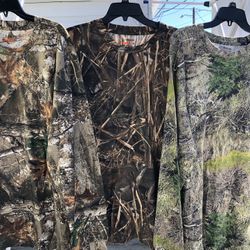 Brand new Mossy Oak camo shirts, concert shirts, Nike and Hilfiger shoes and shirts 