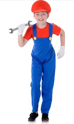 Kids Super Mario Plumber Costume - XL (New)