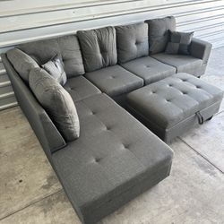 Free Delivery! New Sectional Couch with Ottoman Storage