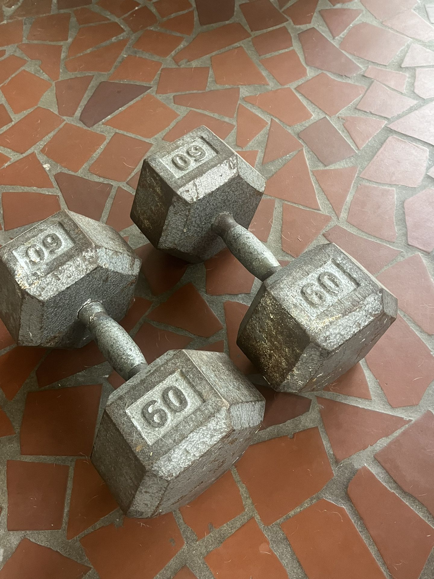 Set of 65lb Dumbbells (solid metal) $90