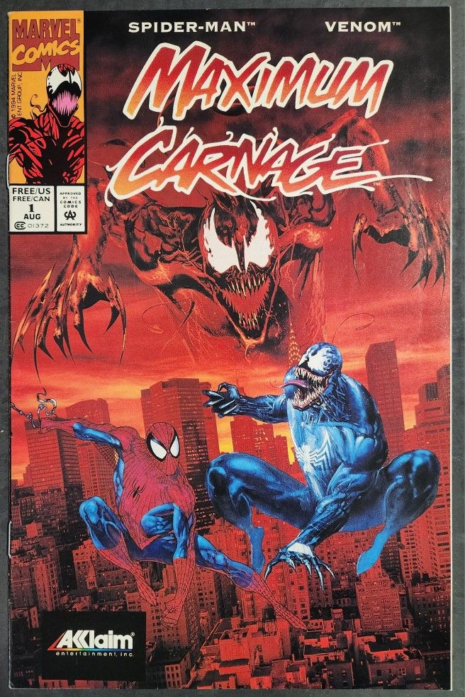 Maximum Carnage 1 Free Preview Issue RARE HTF Akklaim Marvel Comics