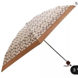 Coach UV Signature Mini Umbrella, Khaki/Saddle