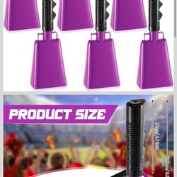 6 Pack Of Purple Cowbells For Sporting Events 