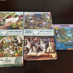 5 Complete Puzzles 300 Pieces Each