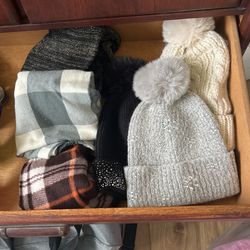 Beanies With Pope Poms And Blings With Scarfs