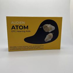  AUDIEN ATOM Rechargeable OTC Hearing Aids / Amplifier & Charger New Open Box