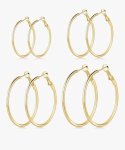 4/6 Pairs Gold Silver Hoop Earrings for Women 