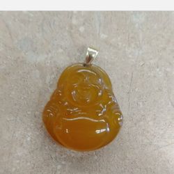 10k Gold Ice Agate Buddah Pendant 