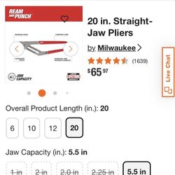 Milwaukee 20” Straight Pliers