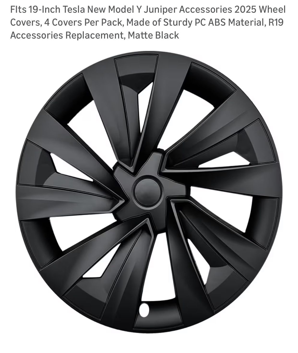 FIts 19-Inch Tesla New Model Y Juniper Accessories 2025 Wheel Covers, 4 Covers Per Pack, Made of Sturdy PC ABS Material, R19 Accessories Replacement, 