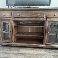 Sam’s Furniture Walnut Brown Entertainment Center - Holds Up to 75 Inch TV