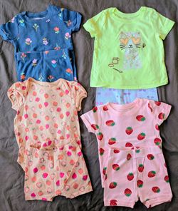 4 (GAP & OLD NAVY) Cotton Short Sleeve PJs - 12-18 months