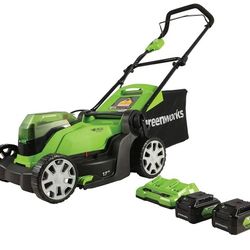 Greenworks 48V (2x24V) 17" Battery-Powered Push Lawn Mower with 2 x 24V 4Ah Batteries & Dual Port Charger (contact info removed)