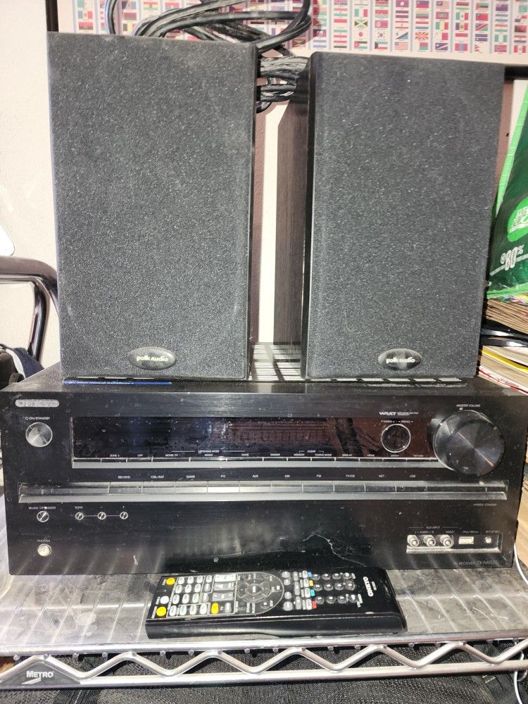 Onkyo Surround Sound Receiver & 2 Polk Audio Speakers