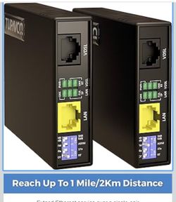 Ethernet Extender Kit - Network Cable Extension up to 7000ft (Plug & Play, Also Works with Phone Cable or Twisted Copper Wire) Tupavco TEX-100