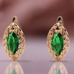 585 Rose Gold EMERALD Earrings