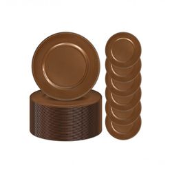 50 Pack Charger Plates 13" Plastic Round Charger Plates Dinner Plate With Beaded for Wedding Table Dinner Kitchen Catering Event Party Decorat