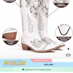 White Cowgirl Boots For Sale!!!