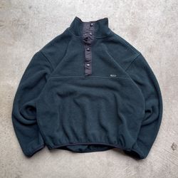 Vintage 90’s Woolrich Made In USA Green Fleece Snap-On Synchilla