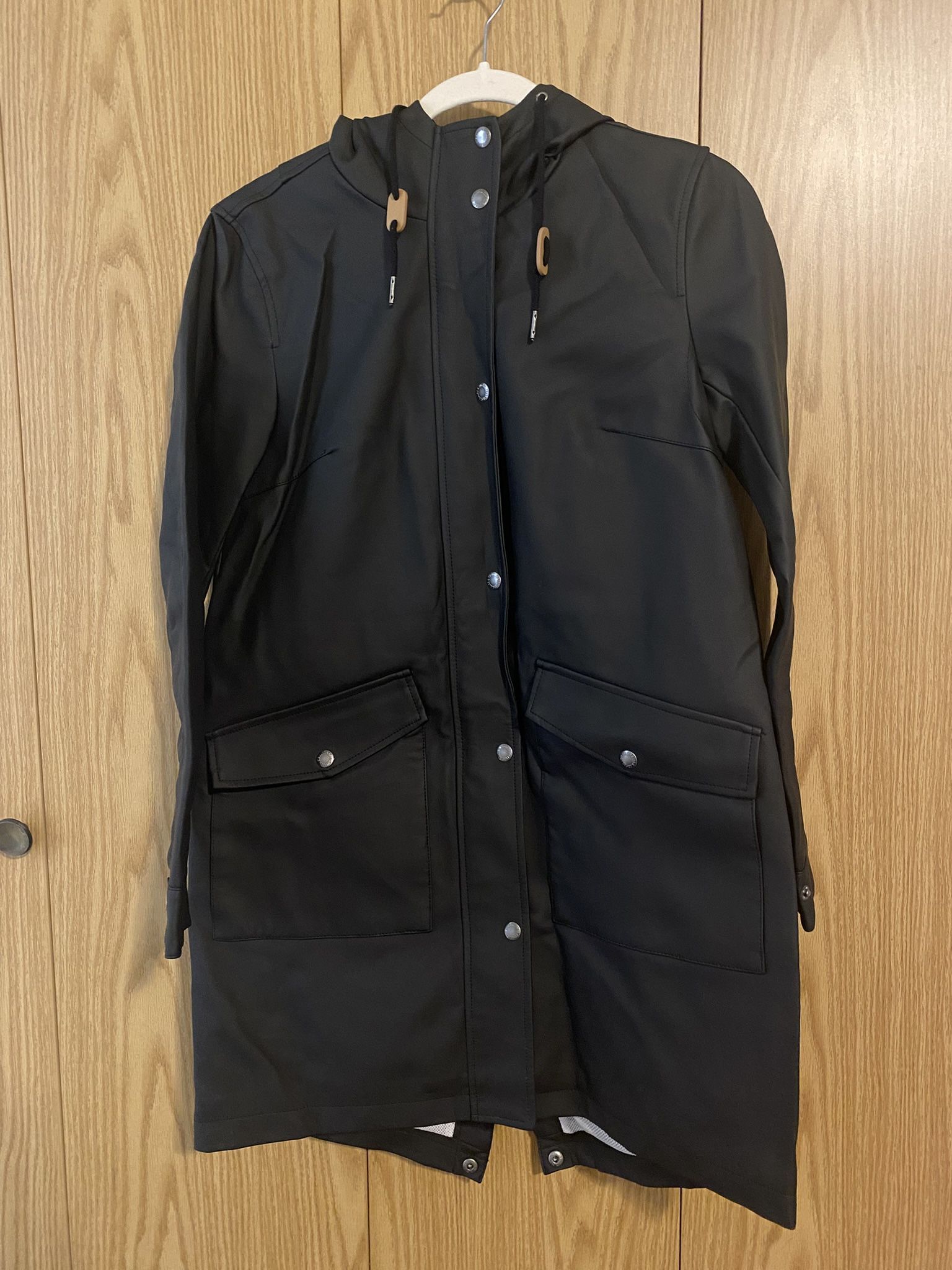Levi’s Black Faux Leather Rain Jacket Size Small