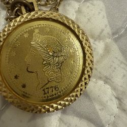 Gold Tone Coin Pendant 