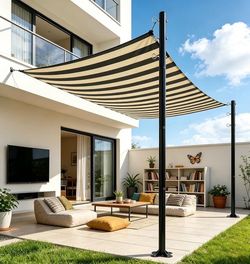 2 Pack 12 Ft Shade Sail Poles, Heavy Duty Metal Outdoor Support Post Kit, Rust-Resistant Shade Sail Support Poles, Adjustable Metal Sun Shade Poles fo