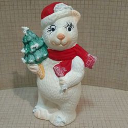 Hand Painted Christmas Decor Polar Bear Holiday Ceramic Collectible