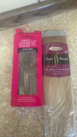 Seamless clip in hari extension 18” & Satin Strands 22” blonde Hair Extensions BOTH 100% HUMAN HAIR BRAND NEW